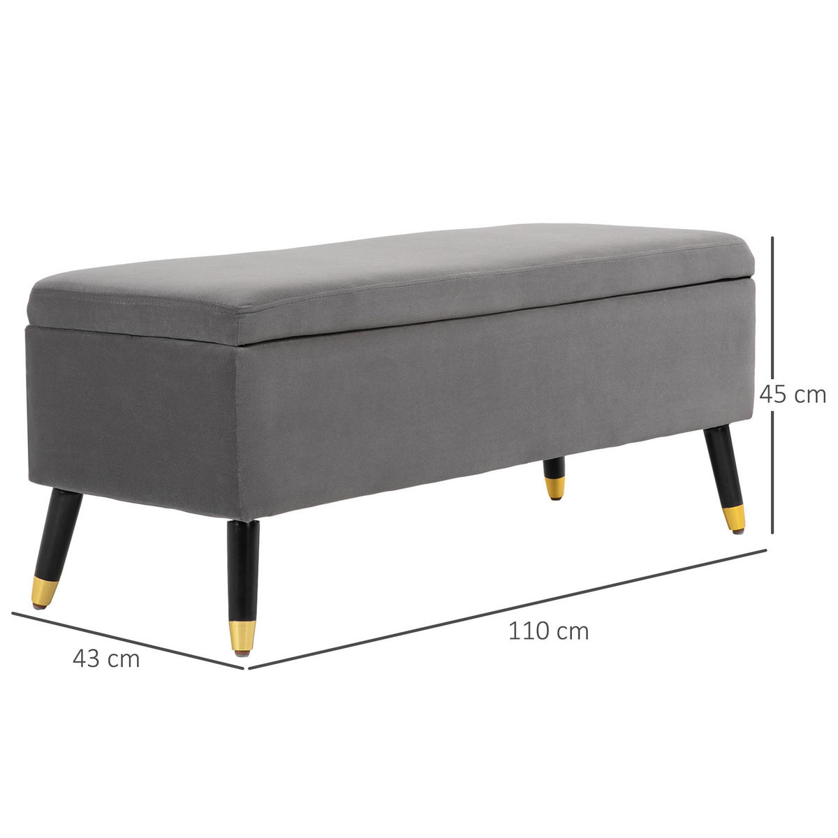 SITZBANK, Polsterbank, Kohlegrau - Dunkelgrau, Textil (43/45/110cm) - HOMCOM