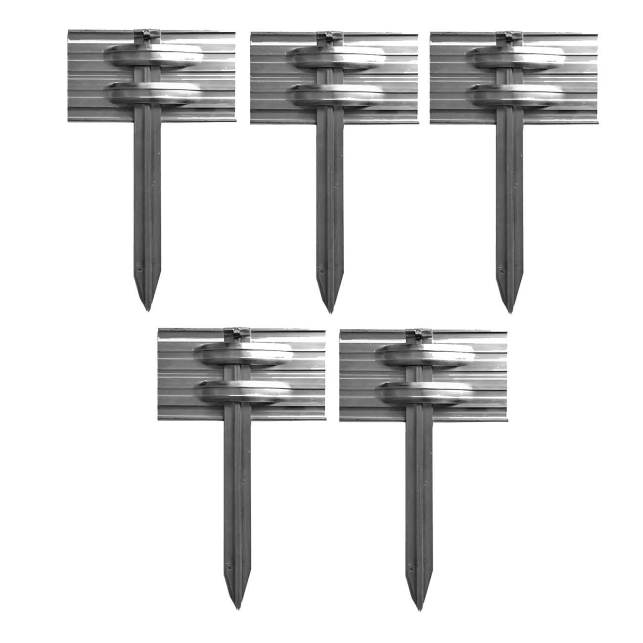 RASENKANTE 5er Set Erdanker, Aluminium, 10cm Höhe - Alufarben, Metall (1/1/1cm) - Green-Split