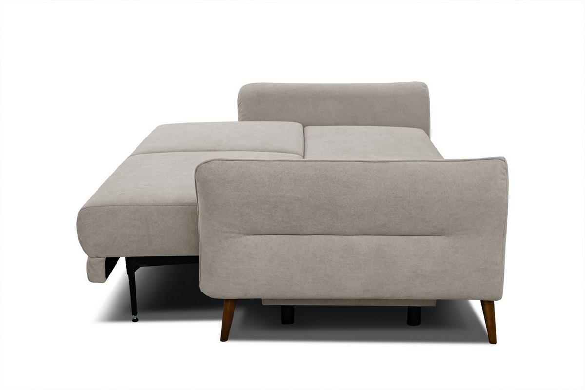 SOFA FIGARI 3-Sitzer mit Schlaffunktion, beige - Beige/Braun, Holz/Textil (232/90/107cm) - Courtois Laville