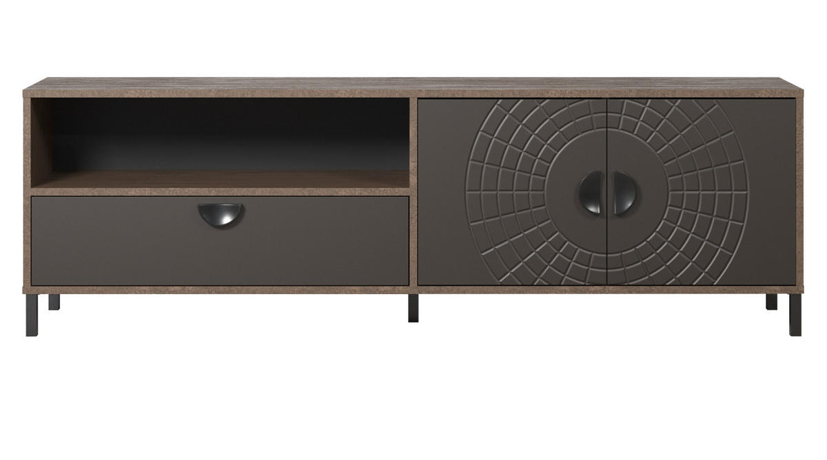 TV-LOWBOARD Bronze und Rostoptik 183 cm, TV Unterteil mit Soft-Close - Rostfarben/Schwarz, Holzwerkstoff/Metall (183/55/40cm) - Top.Furn