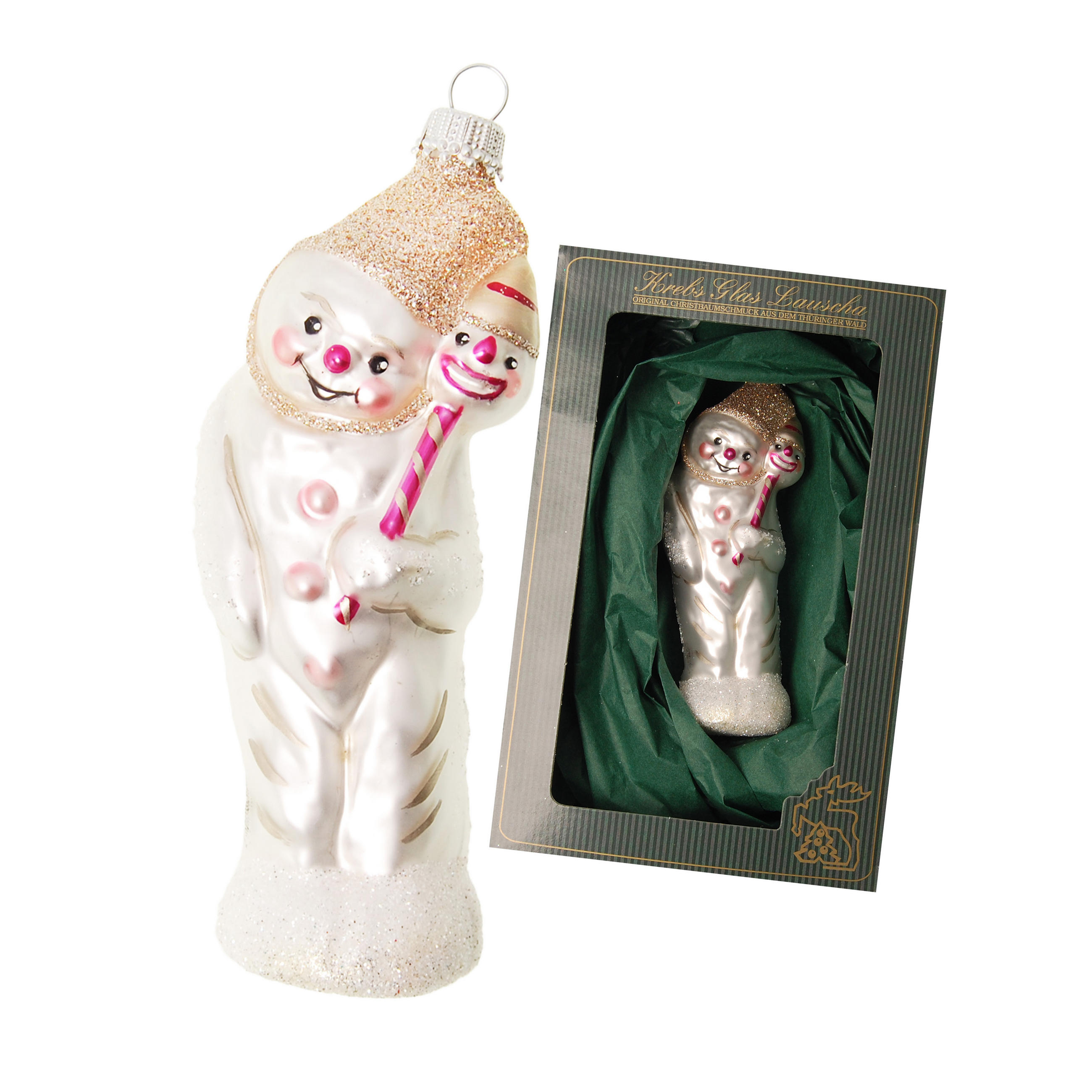 Krebs Glas Lauscha Christbaumschmuck Silber 5x12x4 cm