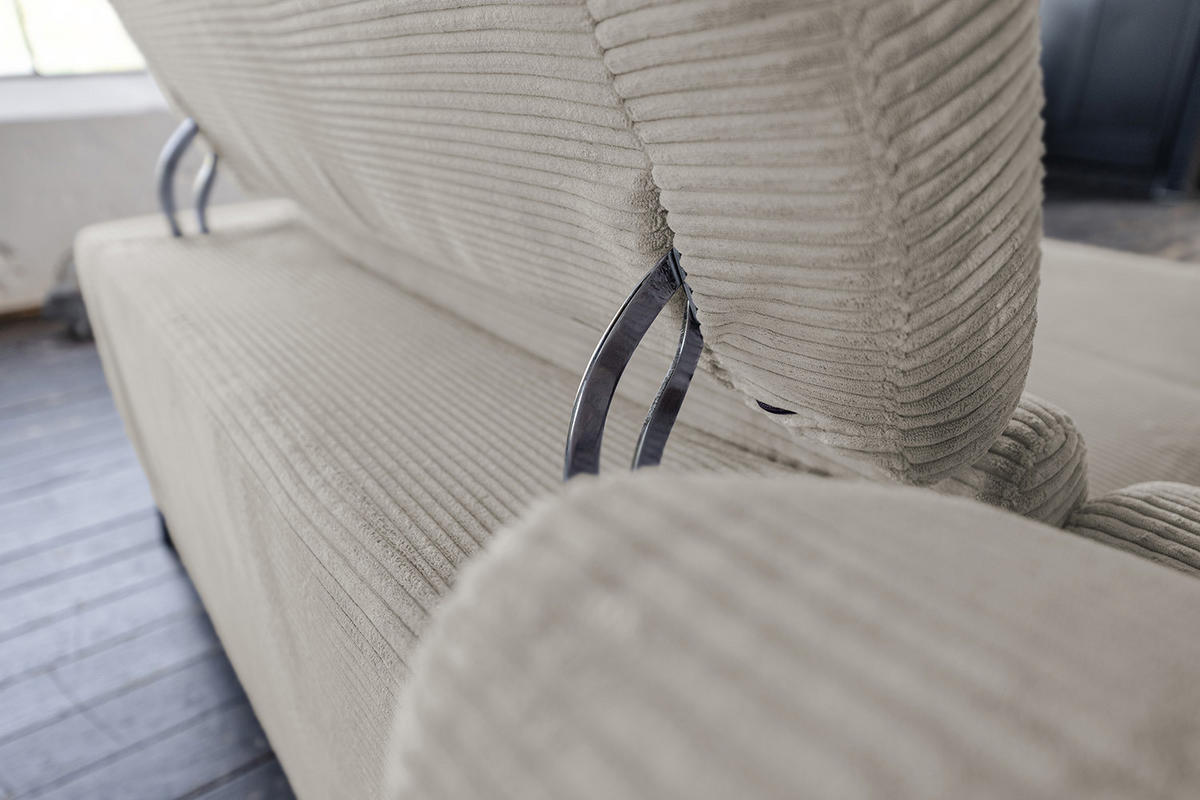 ECKSOFA LAISKA Steingrau Cord - Beige/Schwarz, Textil/Metall (282/177cm) - KAWOLA