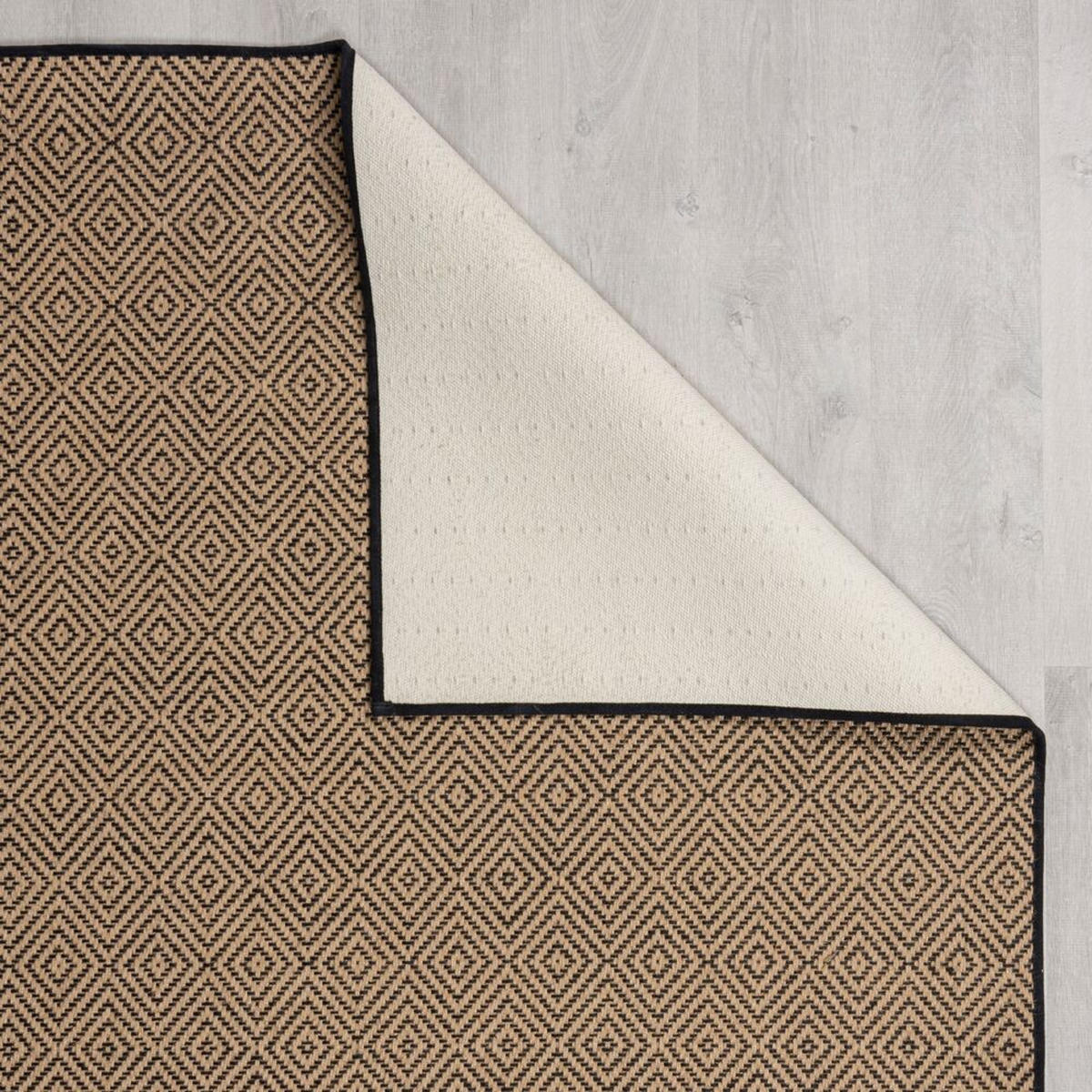 TEPPICH Jute Geometrisch-Design CARRON, Braun-Schwarz 200x290 cm - Braun, Naturmaterialien (200/290cm) - KADIMA DESIGN