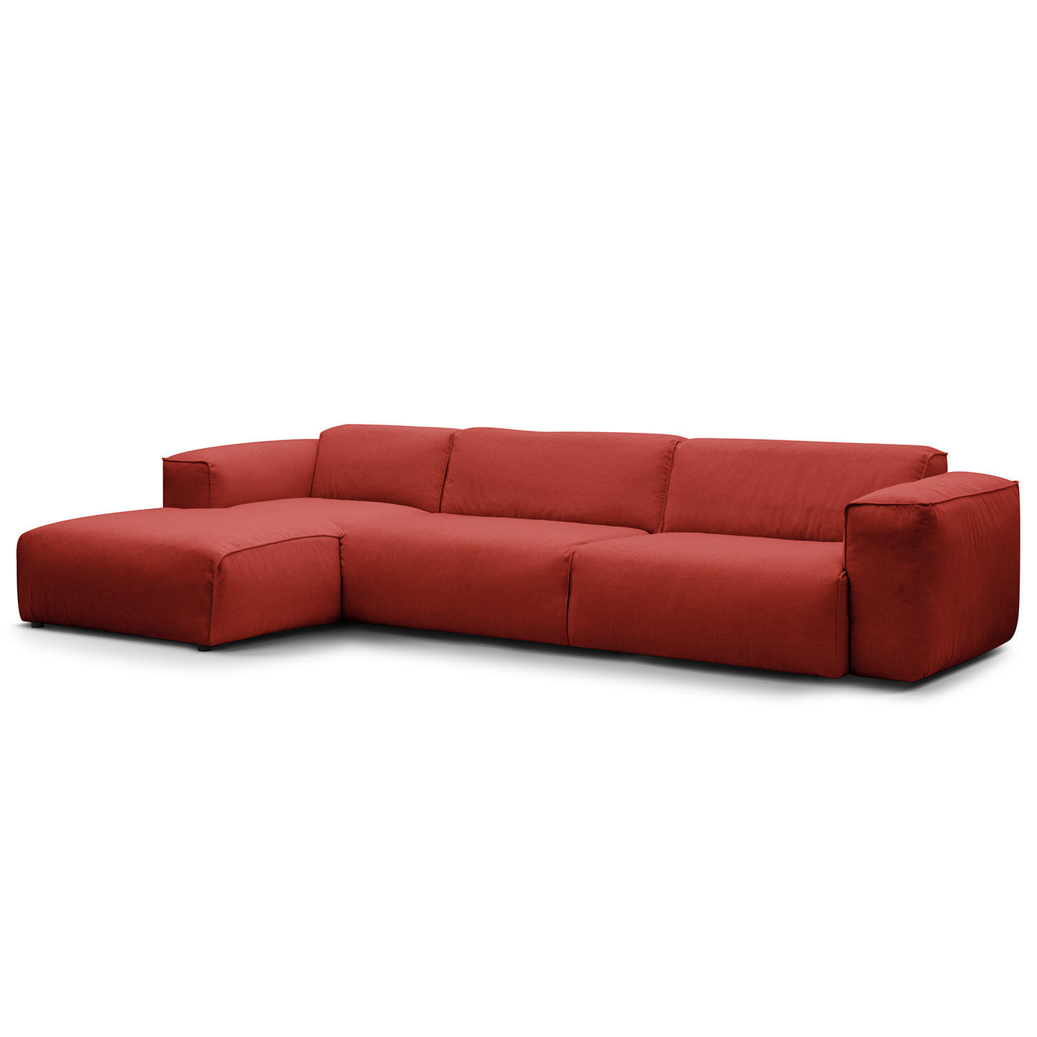 3-SITZER ECKSOFA mit Longchair - Rot/Schwarz, Kunststoff/Textil (317/173cm) - home24