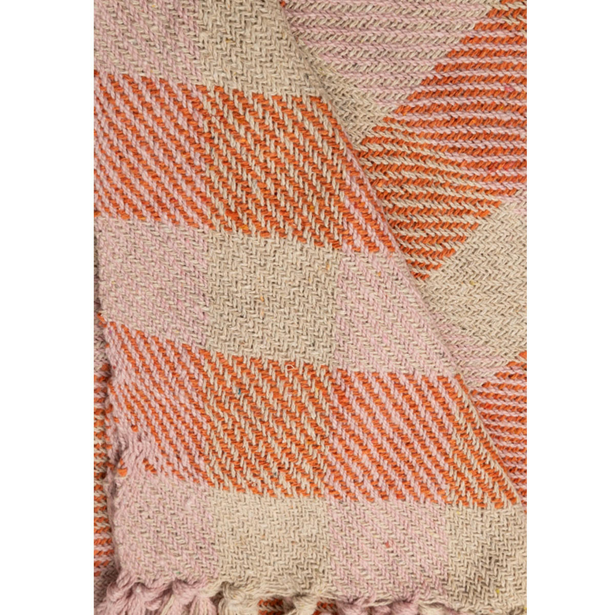 DECKE Würfel 130x180 cm, 100% Baumwolle, Hellrosa-Orange - Hellrosa, Textil (130/180cm) - Au Maison