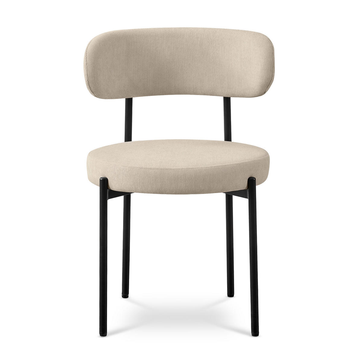 STÜHLE 2er-Set gepolstert aus beigem Cord-Samt mit schwarzem Metallgestell IRIS - Beige/Schwarz, Textil/Metall (53.5/80/49.5cm) - Sicaan