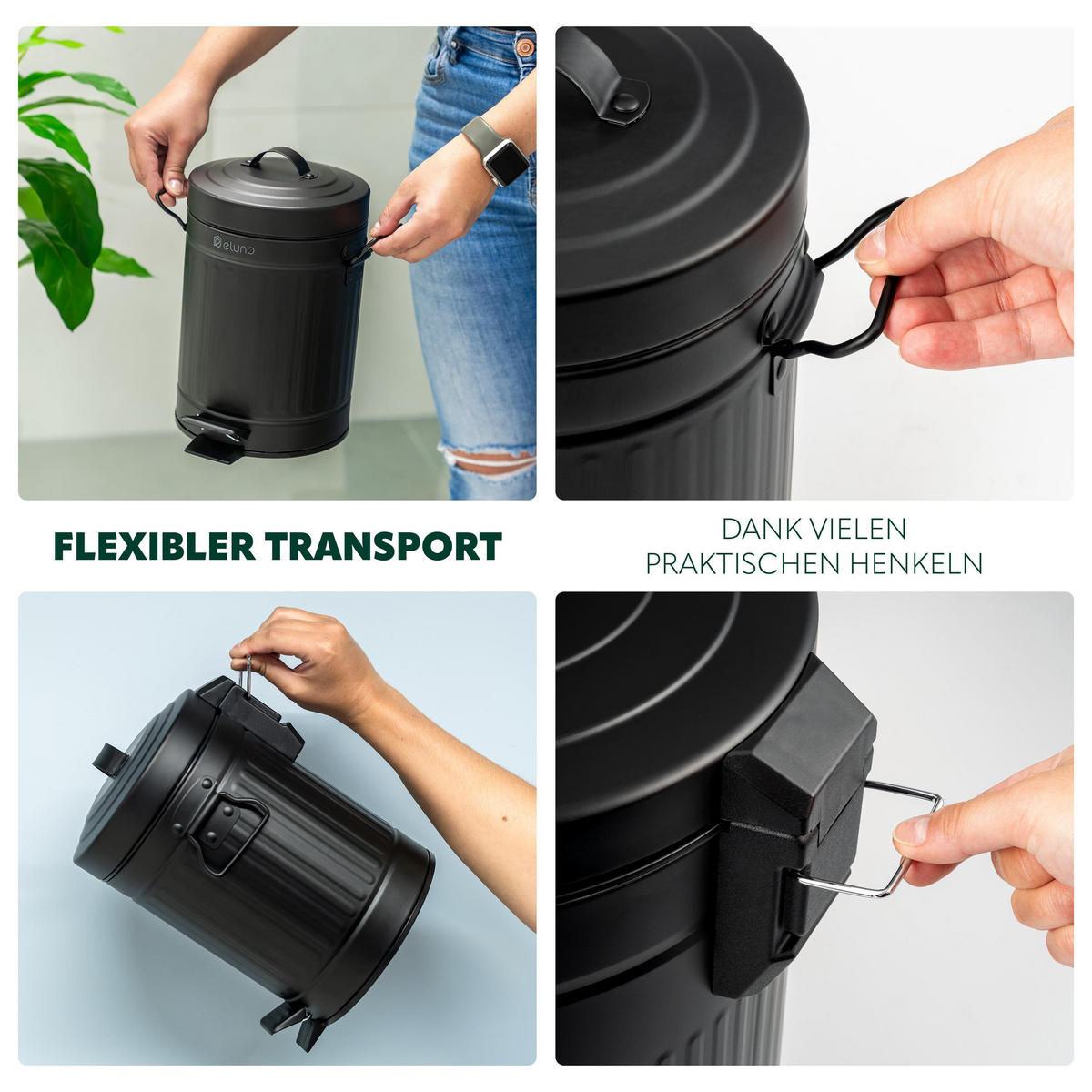 KOSMETIKEIMER 3 Liter, schwarz, Metall - Schwarz, Metall (17/27/20.5cm) - eluno