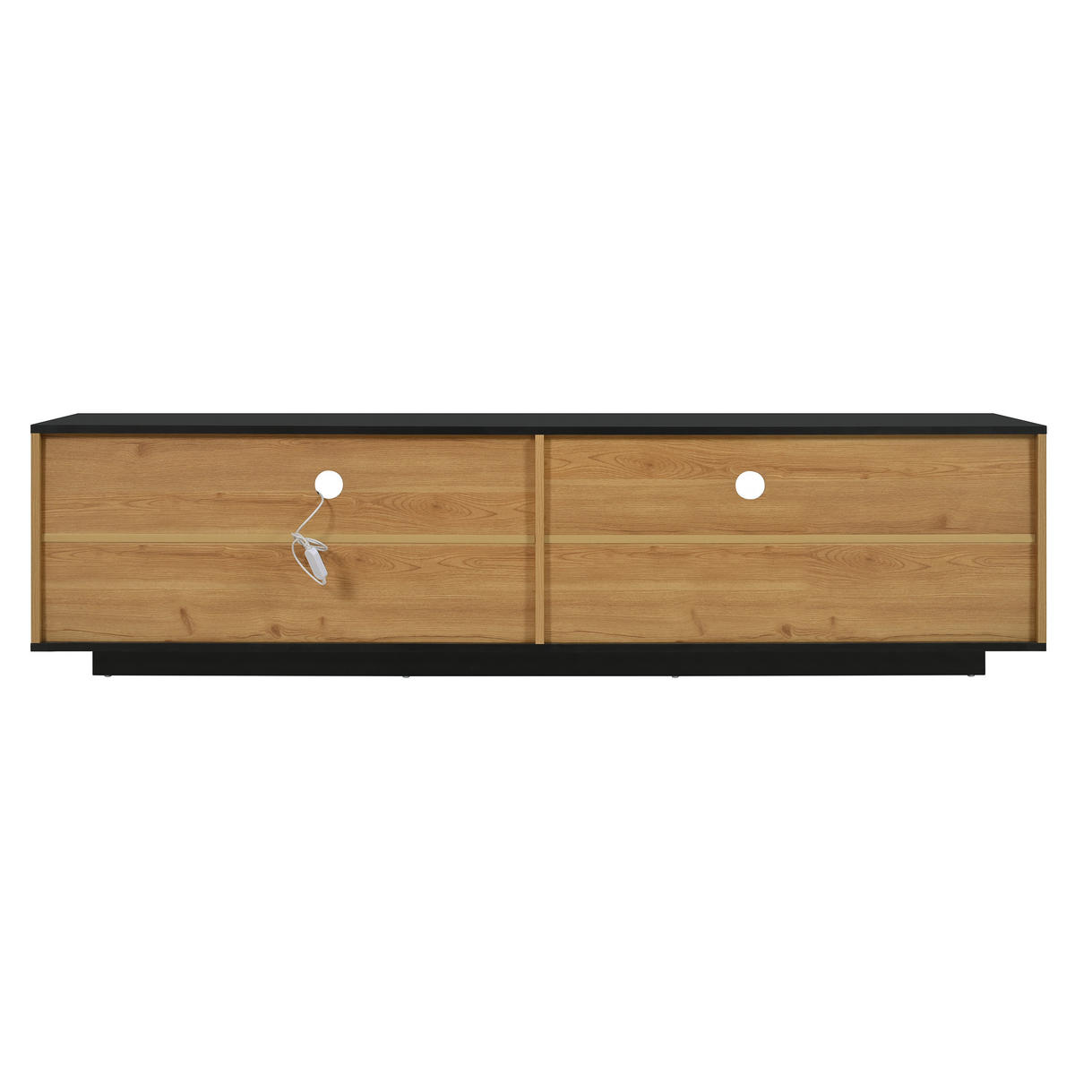 TV-ELEMENT Schwarz Holzoptik mit 16-Farben-LED, Glastüren und Stauraum - Schwarz, Holzwerkstoff (37/45/180cm) - Korfee