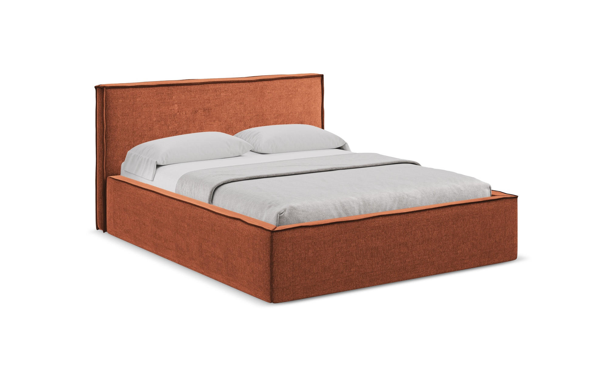 POLSTERBETT mit Bettkasten und Lattenrost 180x228 Orange - Terracotta/Schwarz, Kunststoff/Textil (160/200cm) - Makamii