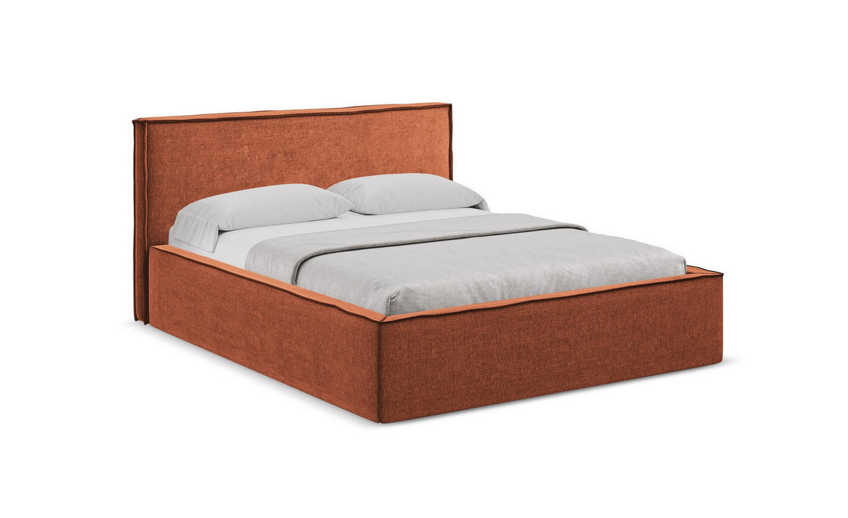 POLSTERBETT mit Bettkasten und Lattenrost 180x228 Orange - Terracotta/Schwarz, Kunststoff/Textil (160/200cm) - Makamii