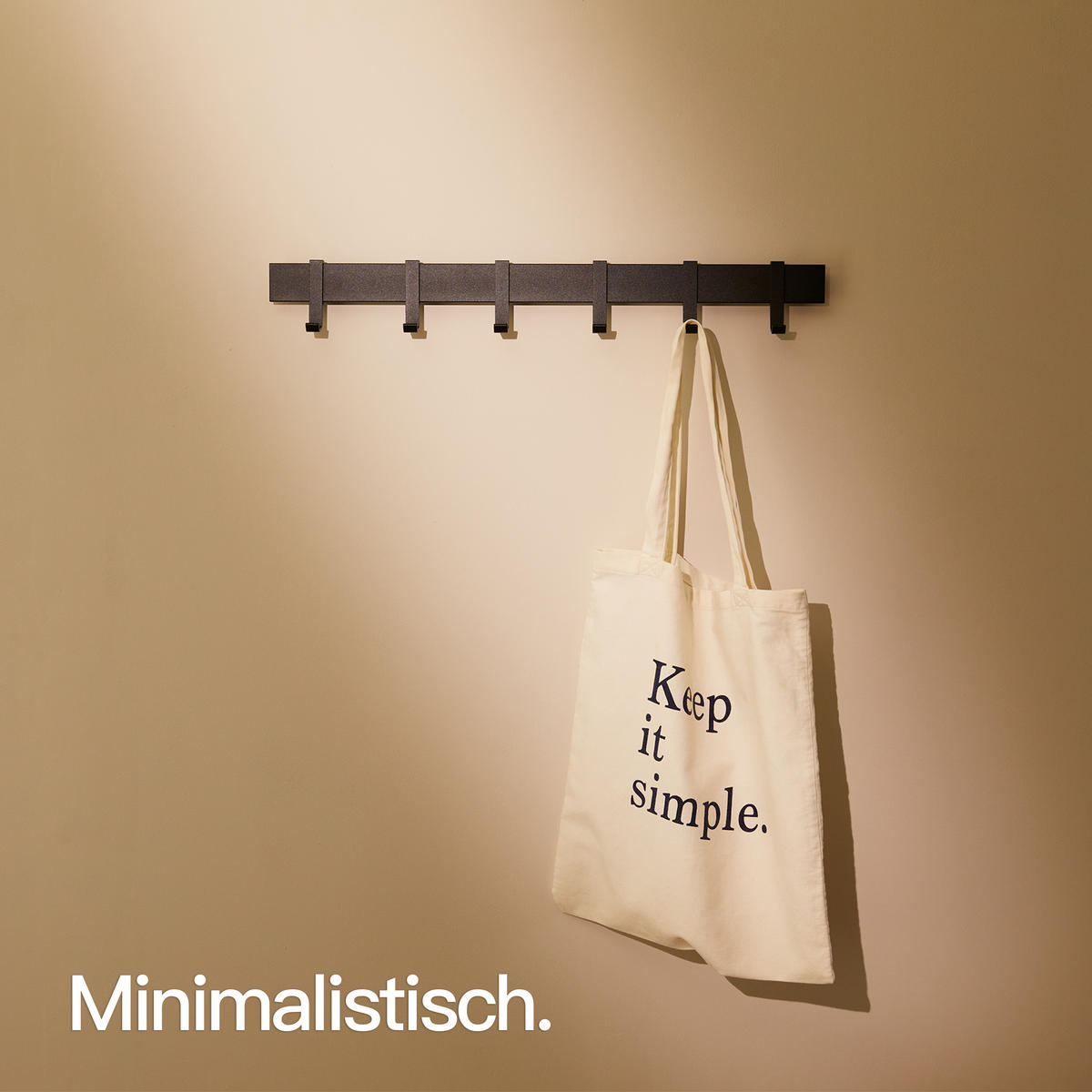 MODERNE GARDEROBENLEISTE Wandgarderobe Matt Schwarz 58 cm - Schwarz, Metall (58/7/5cm) - Designfabrik Hamburg