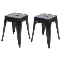 HOCKER Schwarz 2er-Set - Schwarz, Metall (39/46/39cm) - MCW