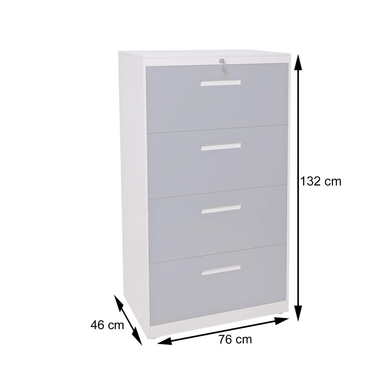 HÄNGEREGISTERSCHRANK Weiß - Weiß, Metall (76/132/46cm) - MCW