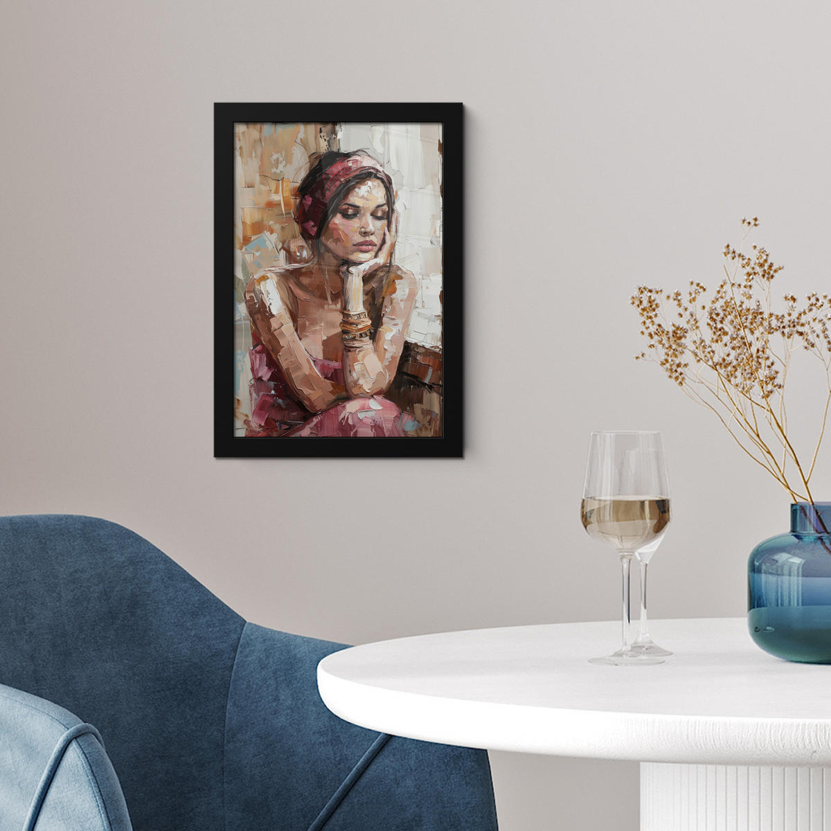 GERAHMTES BILD Frau - Lackierung - Porträt - Modern 20x30 cm - Altrosa, Papier (20/30cm) - MuchoWow