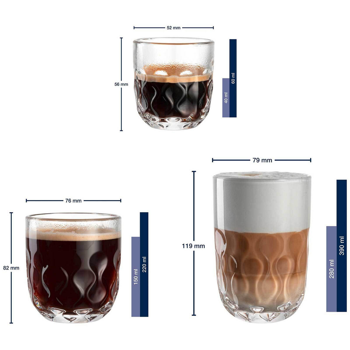 BARISTA-SET (2) Gocce transparent 6er Set - Transparent, Glas (1/1/1cm) - Leonardo Living