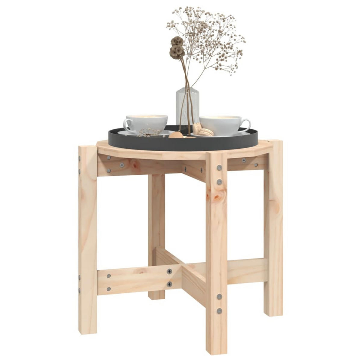COUCHTISCH Ø 52,5x45 cm Massivholz Kiefer - Braun, Holz (52.5/52.5/45cm) - furnicato