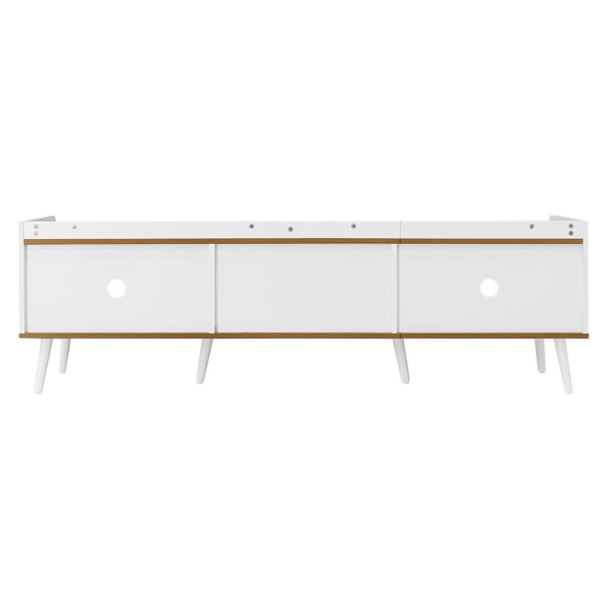 TV-LOWBOARD aus MDF und Spanplatte 160x39x49,5 cm Weiß/Natur mit 3 Türen - Weiß, Holzwerkstoff (160/49.5/39cm) - IVMEU