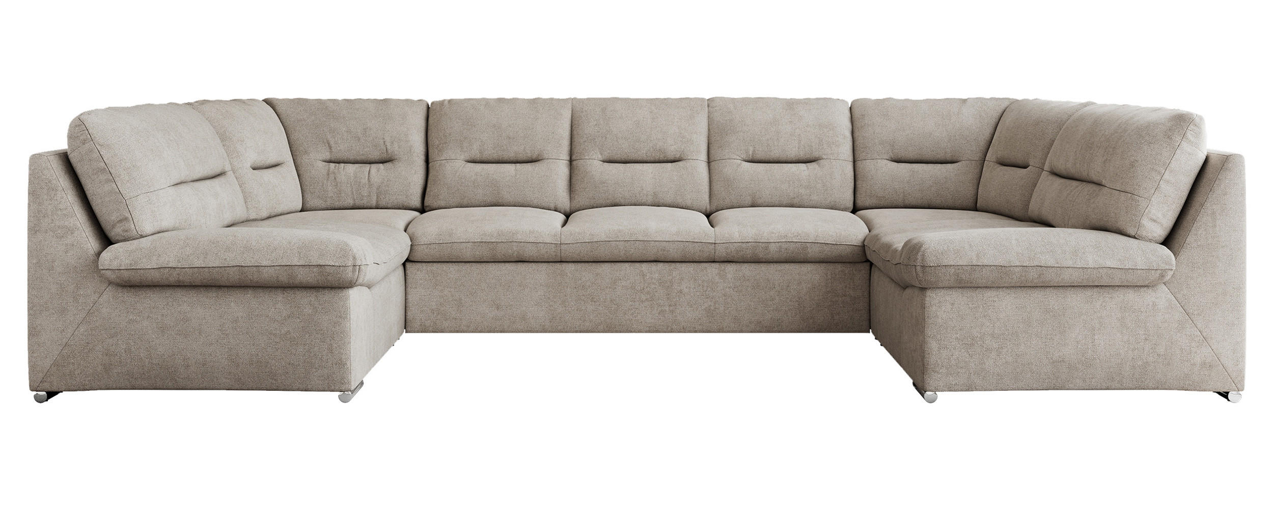 WOHNLANDSCHAFT COMODO U Beige Struktur - Beige/Silberfarben, Textil/Metall (340/93/206cm) - MKS