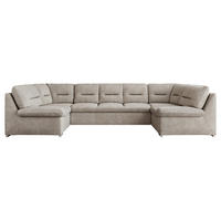 WOHNLANDSCHAFT COMODO U Beige Struktur - Beige/Silberfarben, Textil/Metall (340/93/206cm) - MKS