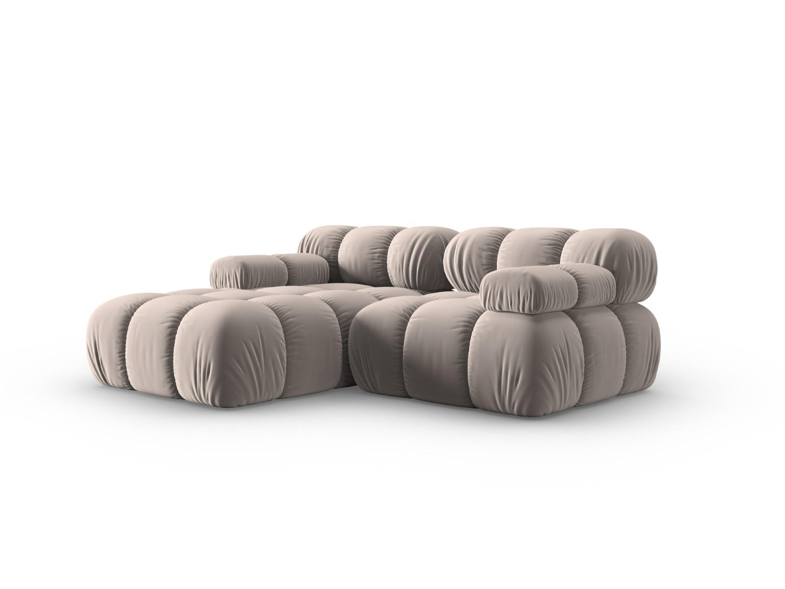 MODULARES-ECKSOFA links Bellis aus Samt beige 3 Sitzplätze - Beige, Textil (157/191cm) - Micadoni