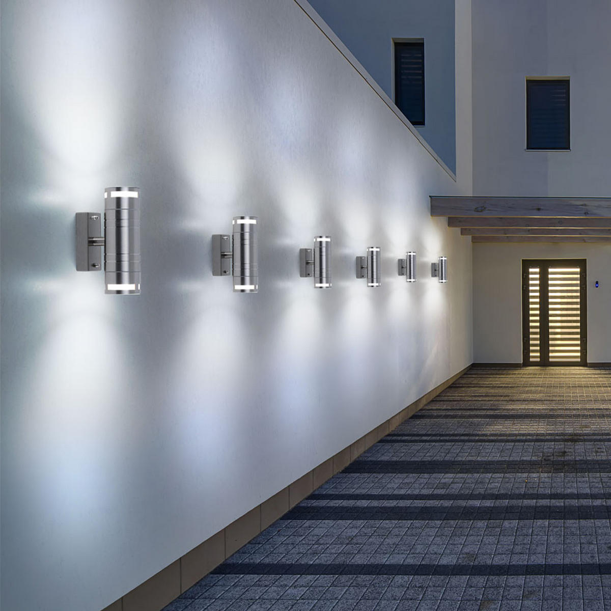 LED AUSSEN-WANDLEUCHTE Silber Metall 4er Set - Silberfarben, Glas (6/17.8/11cm)