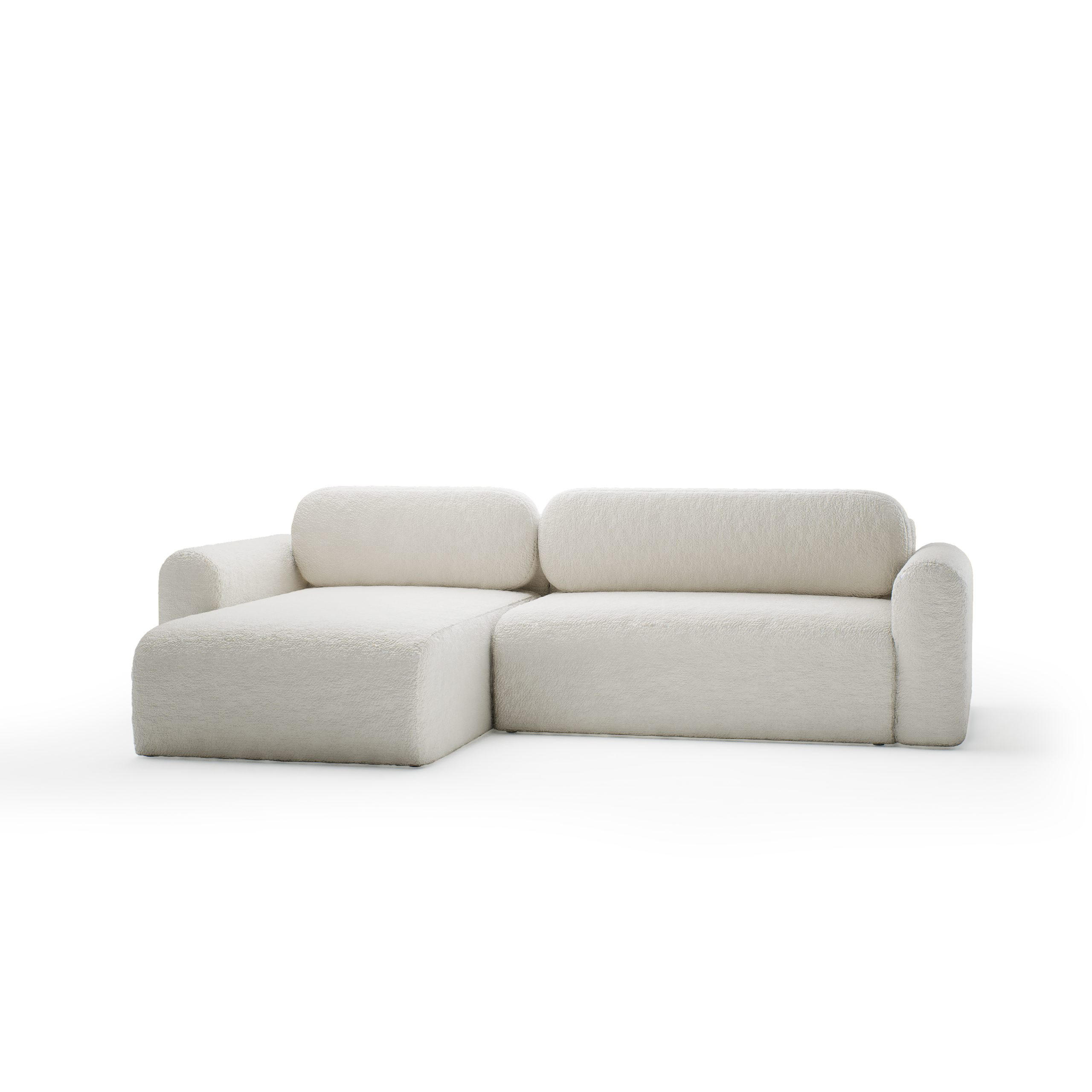 ECKSOFA mit Schlaffunktion Thekla, Creme - Creme, Textil (286/100cm) - Fedve