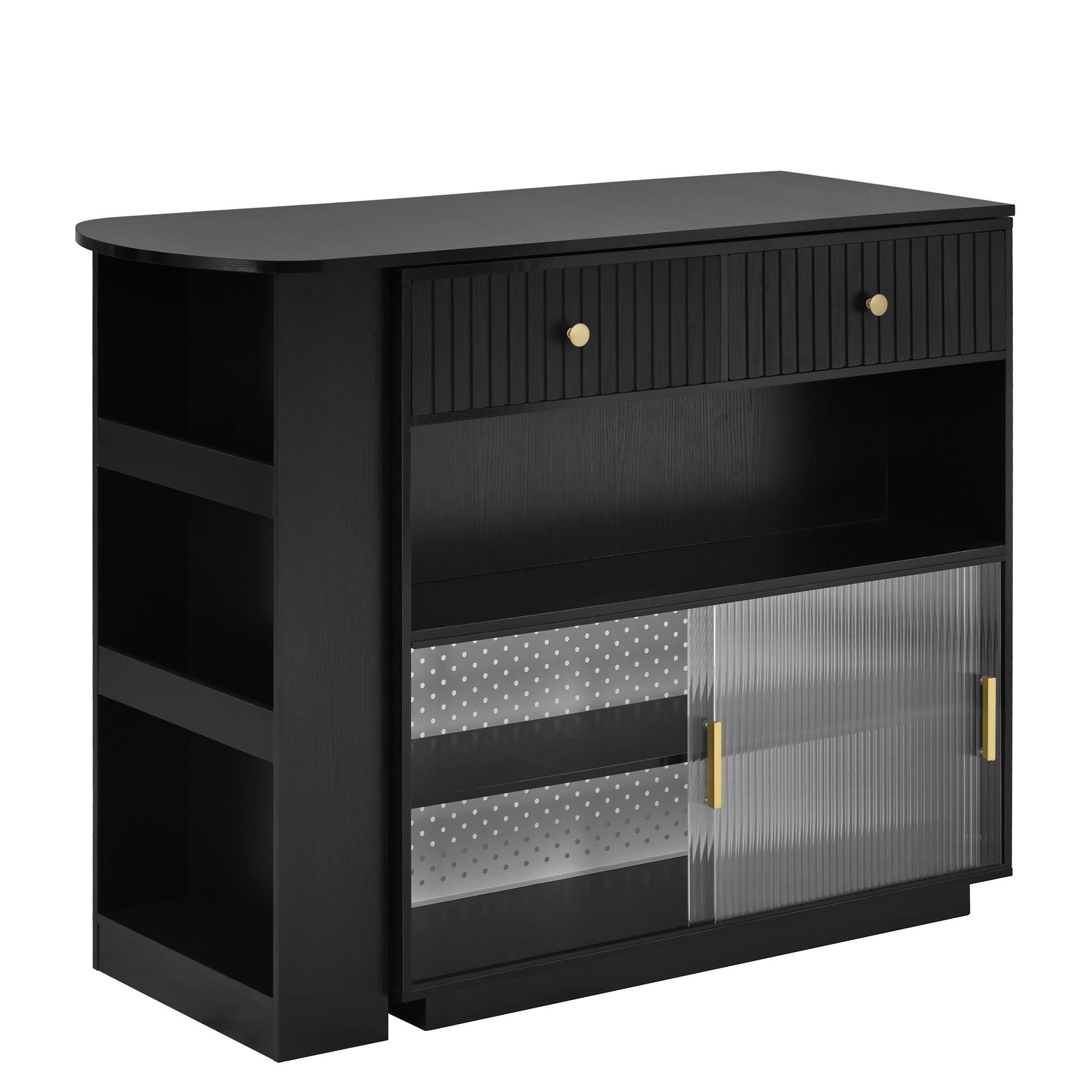 SIDEBOARD 120x50x95.5 cm Schwarz mit LED-Beleuchtung & Ladestation - Schwarz, Holzwerkstoff (120/95.5/50cm) - Modfu