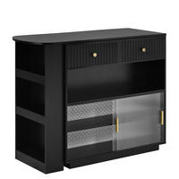 SIDEBOARD 120x50x95.5 cm Schwarz mit LED-Beleuchtung & Ladestation - Schwarz, Holzwerkstoff (120/95.5/50cm) - Modfu