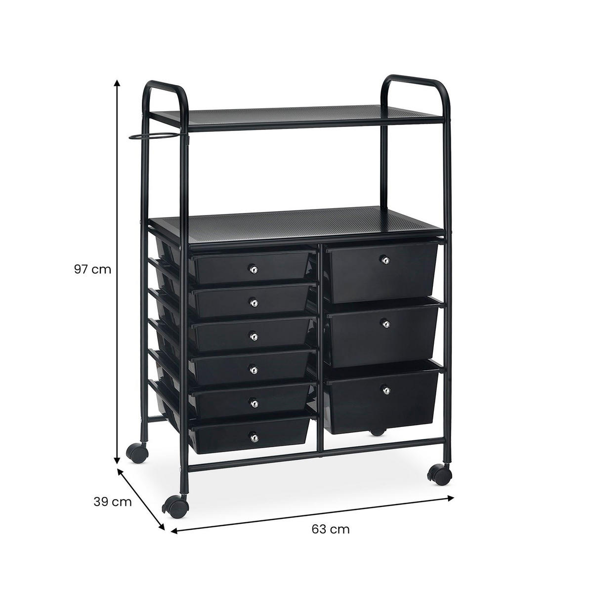 BADROLLWAGEN MARITA - Schwarz, Kunststoff/Metall (63/97/39cm) - IDIMEX