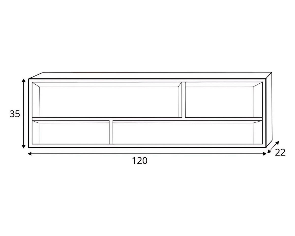 KINDER-WANDREGAL POKO 12 120/35/22 cm in Biskuiteiche / Weiß Lux / Grau - Eichefarben/Weiß, Holzwerkstoff (120/35/22cm) - Deine Möbel 24