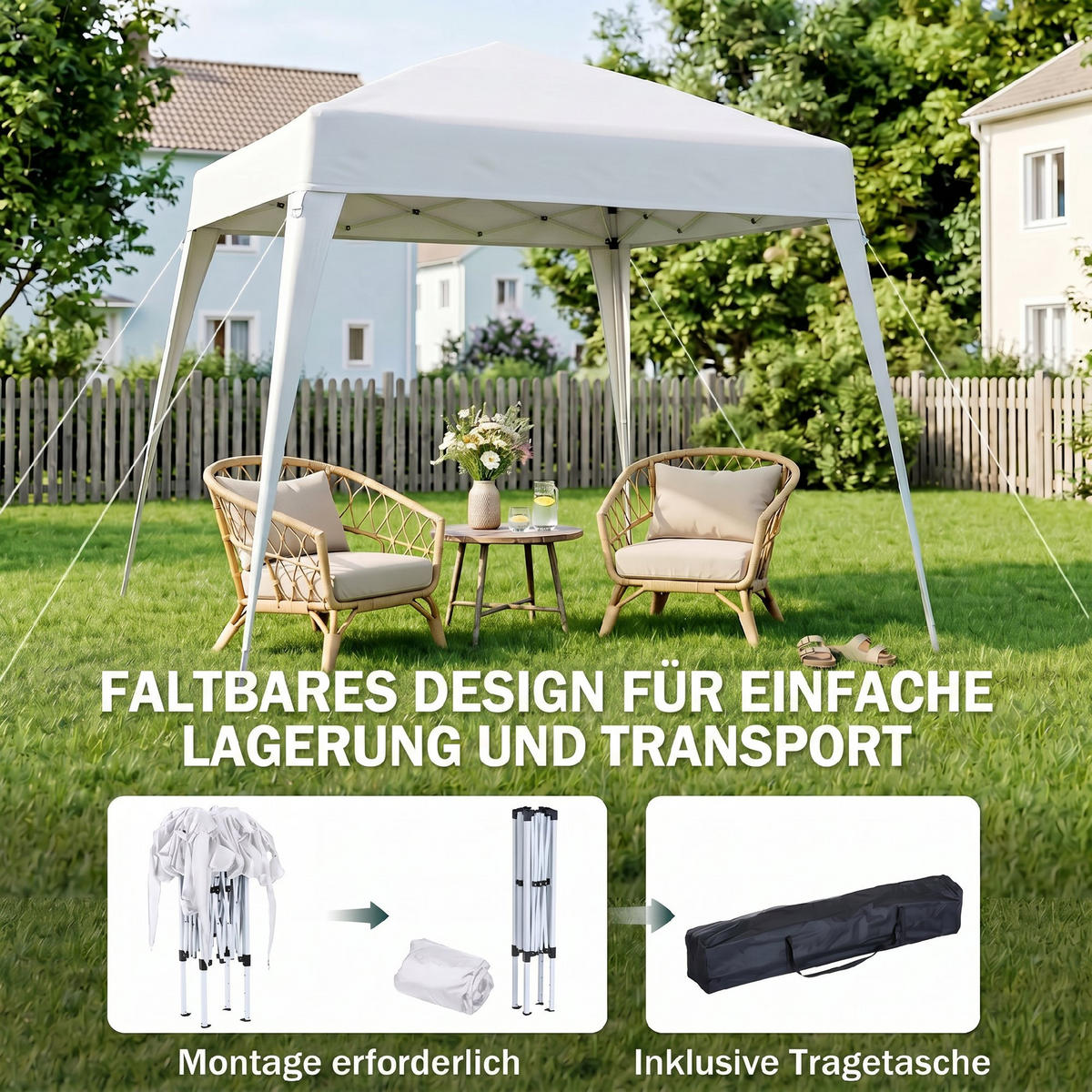 FALTPAVILLON, Grau, Stahl, Oxford - Weiß, Metall (240/250/240cm) - Outsunny