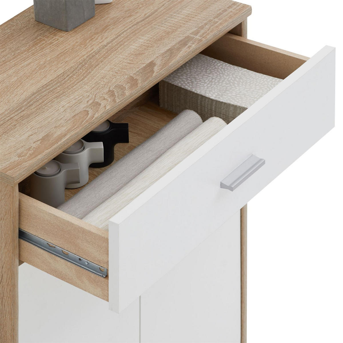 KOMMODE TOMMY - Weiß/Sonoma Eiche, Holzwerkstoff (60/70/30cm) - CARO-Möbel
