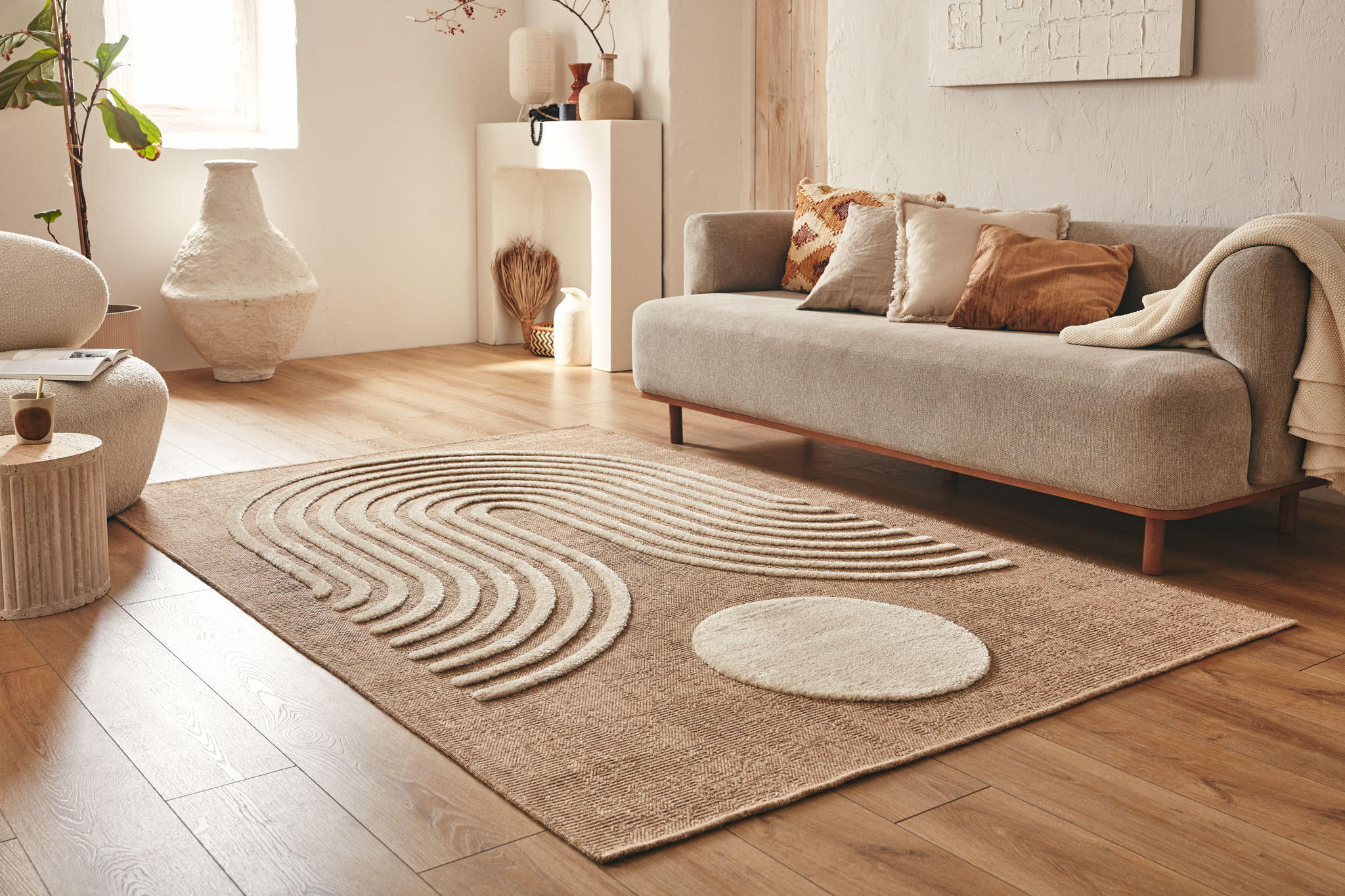 TEPPICH mit Juteoptik weißem Palma 160x230 cm - Weiß, Textil (160/230cm) - Nazar Rugs