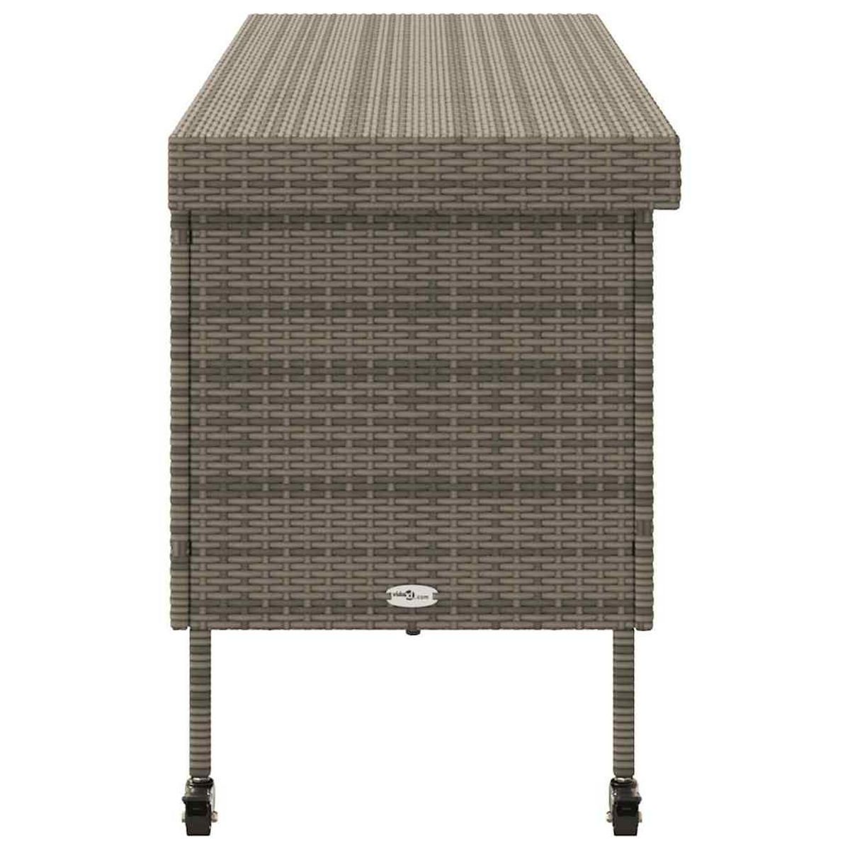 GARTENTRUHE Mit Rollen Grau 160/55/75 Cm Poly Rattan - Grau, Kunststoff (160/75/55cm) - vidaXL