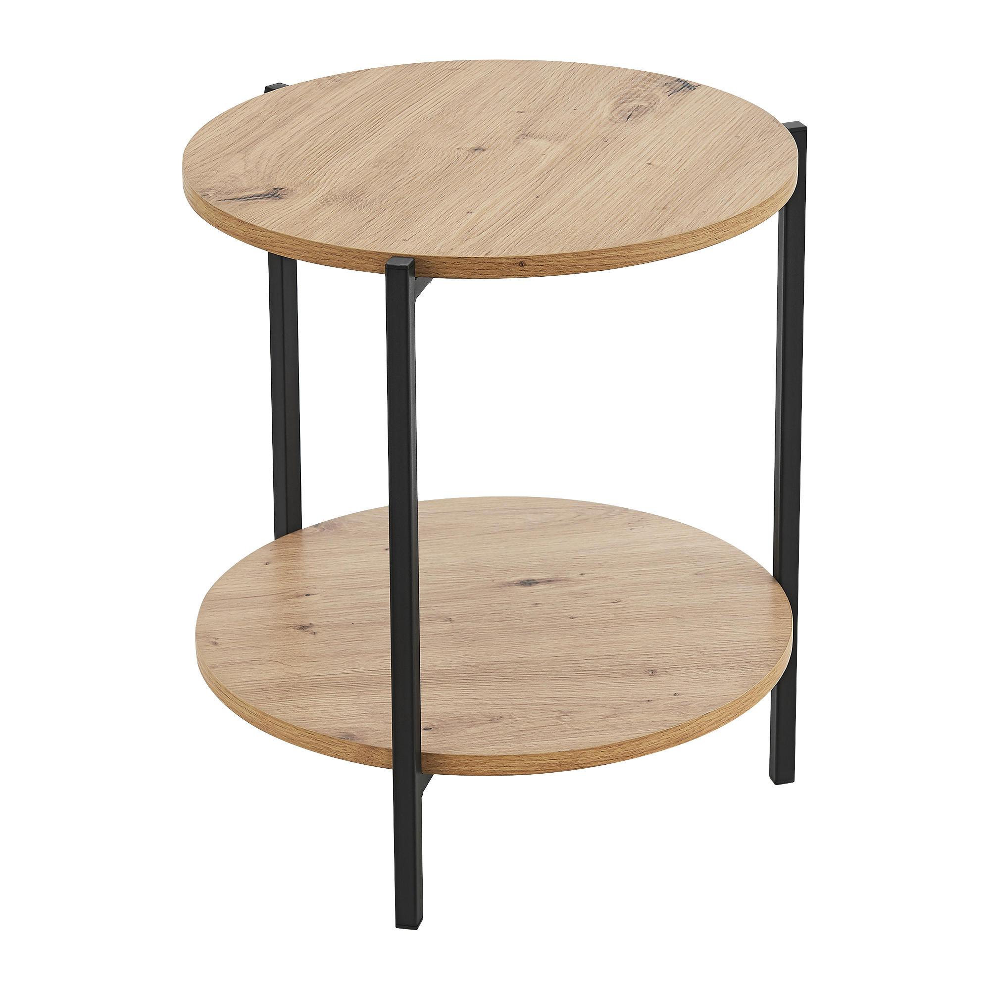 BEISTELLTISCH Kuopio - Schwarz/Braun, Holzwerkstoff/Metall (40/40/50cm) - [en.casa]