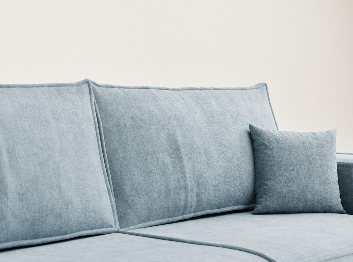 SOFA MIT SCHLAFFUNKTION Milos Hellblau Webstoff - Schwarz/Hellblau, Holz/Holzwerkstoff (255/70/105cm) - Maison de Reve