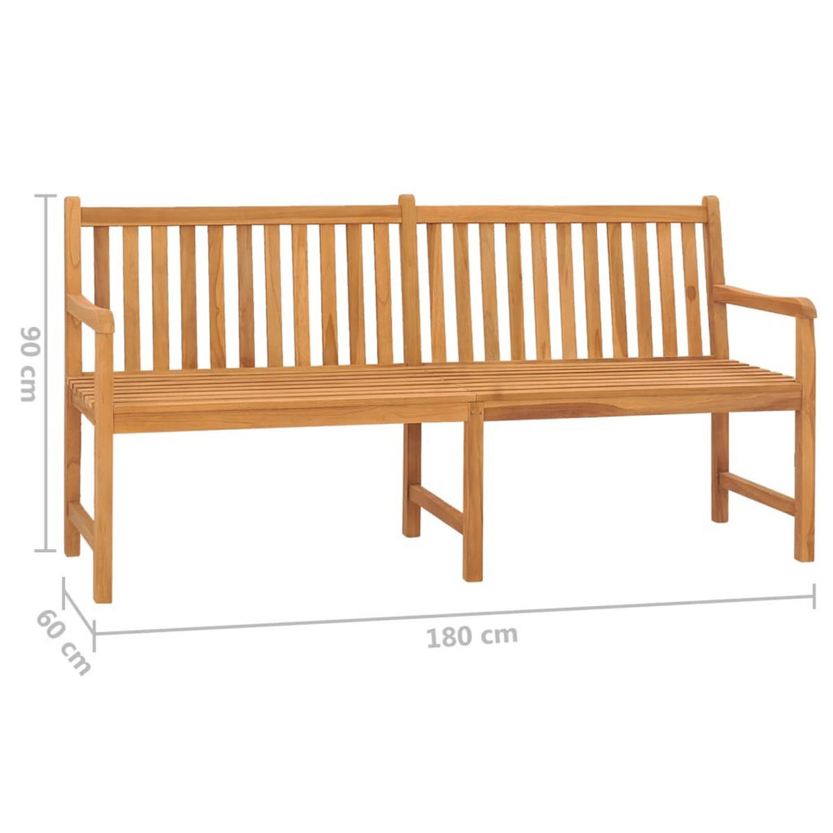 GARTENBANK 180 Cm Massivholz Teak - Braun, Holz (180/90/60cm) - vidaXL