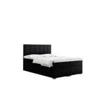 BOXBETT Mit Matratze Und Bettkasten LINDT Stoff Velvet 200x200 cm Schwarz H2-Pocket - Schwarz, Holz/Holzwerkstoff (200/200cm) - Kaiser Möbel