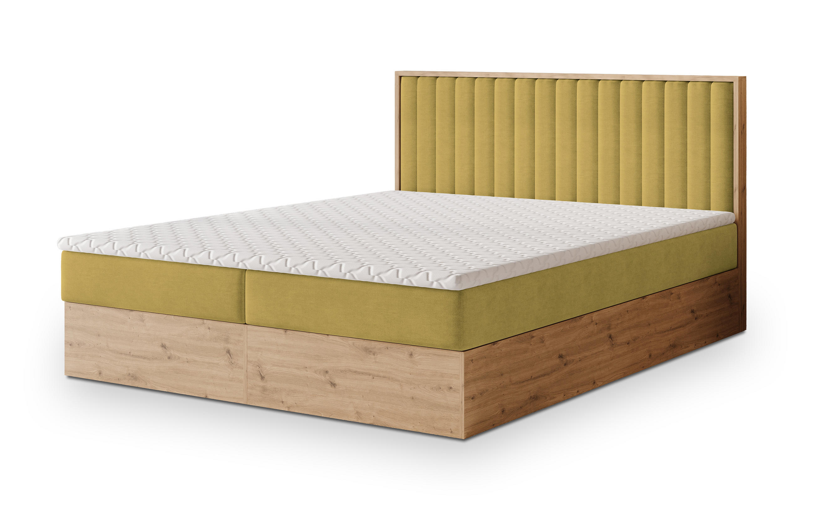 BOXBETT VARELI 140x200 cm mit Matratze und Topper - Gelb - Gelb, Holz (140/200cm) - MASSENO