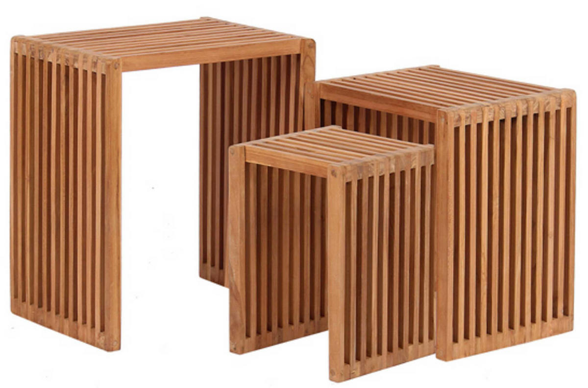 BEISTELLTISCH 3er Set - Naturfarben, Holz (32/45/50cm) - Mr. Deko