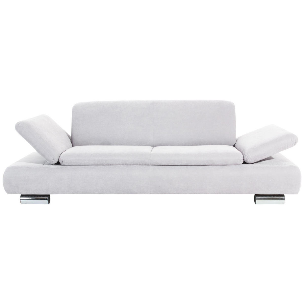 SOFA 2,5-Sitzer Kaye Bezug Veloursstoff Metallfuß verchromt / creme - Weiß, Kunststoff (221/76/90cm) - 58aufmkessel
