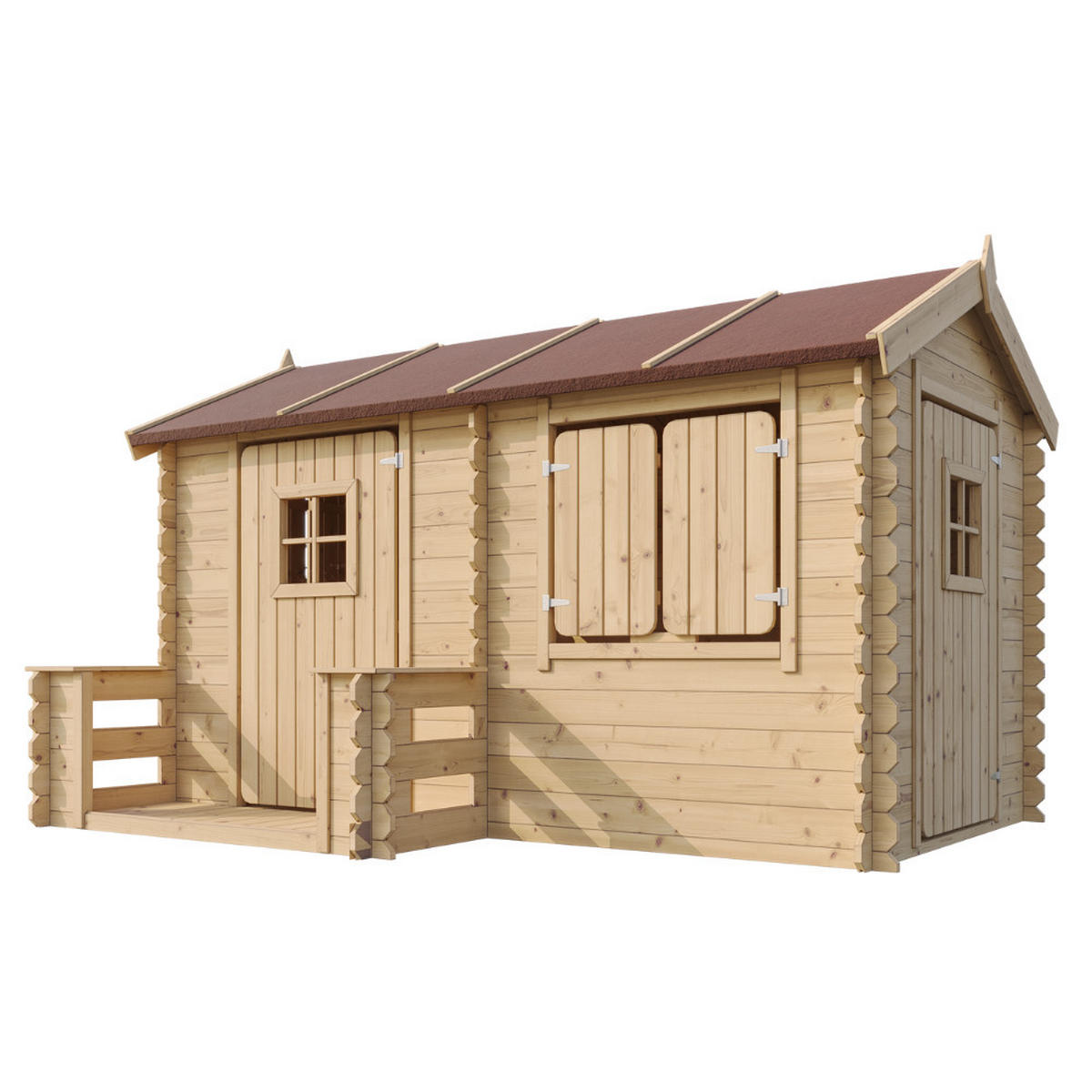 KINDERSPIELHAUS aus Holz - B178xL241xH151 cm/2,63m2 - M503 - Beige, Holz (241/151/146cm) - Timbela