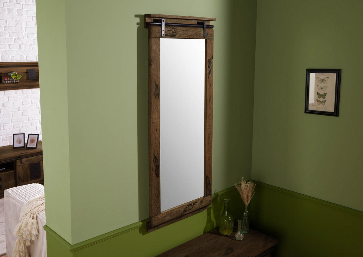 SPIEGEL Mango 59x6x145 braun lackiert RAILWAY #4010 - Braun, Holz (59/145/6cm) - Massivmoebel24