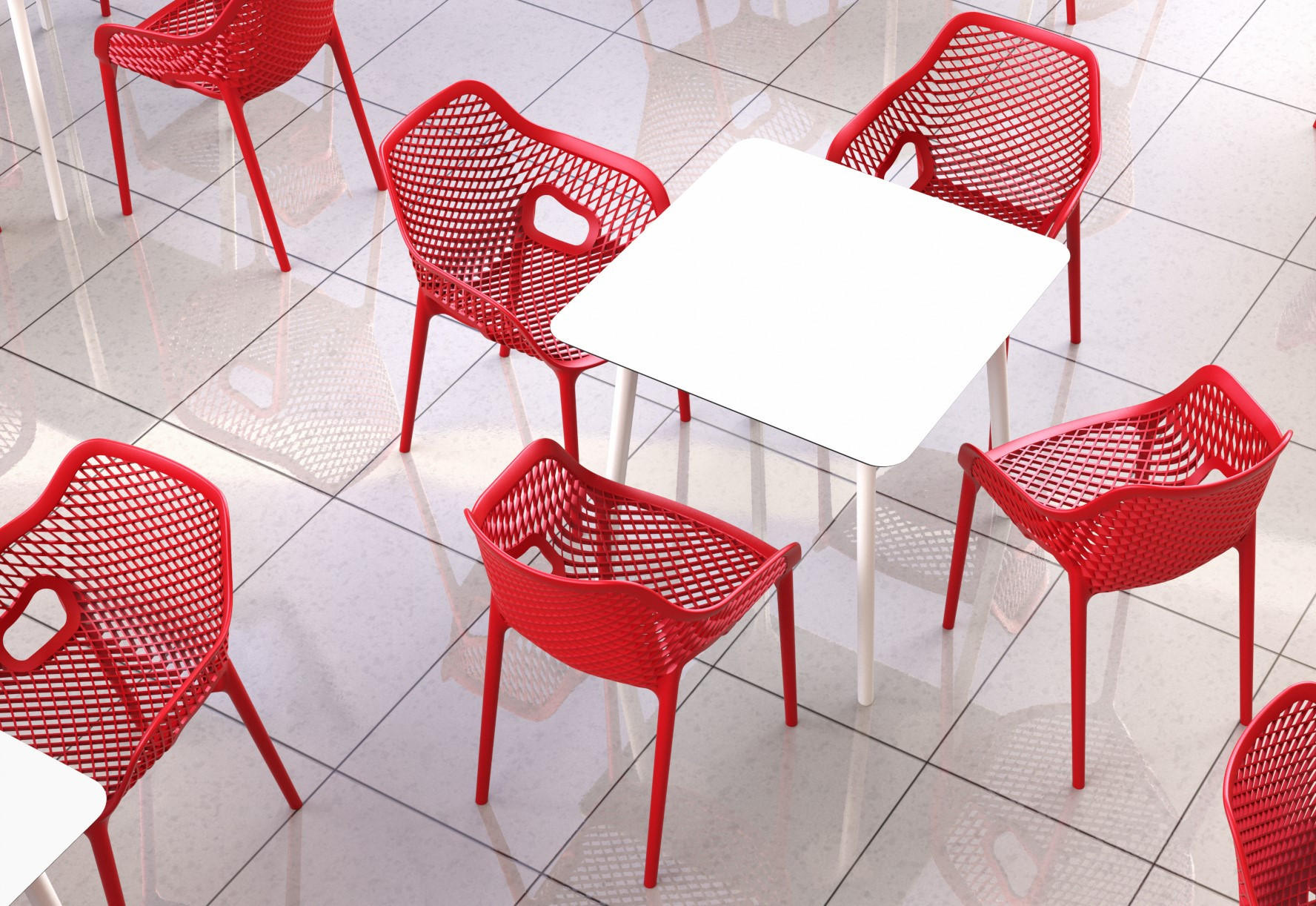 GARTENSTUHL 4er Set Kunststoff rot - Rot, Kunststoff (57/81/60cm) - CLP