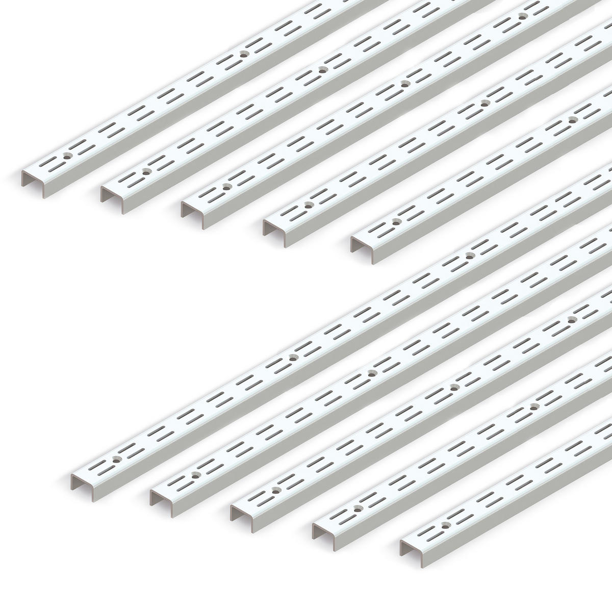 WANDBEFESTINGGUNGSPROFILEN Jagmet Doppelnut mit 32mm Abstand, Länge 951mm, Stahl, Weiß lackiert 10er-set - Weiß, Metall (1.2/3/95.1cm) - EMUCA