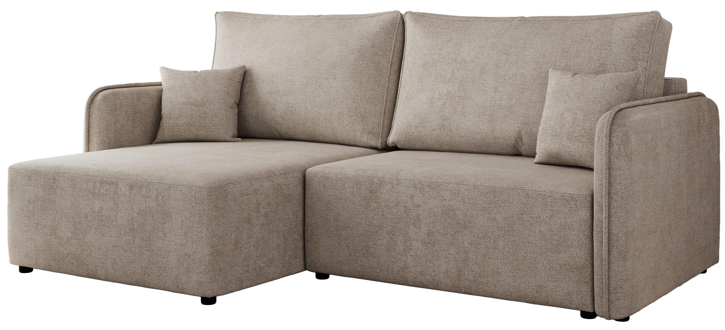 ECKSCHLAFSOFA MESTO L Beige Struktur - links - Beige/Schwarz, Kunststoff/Textil (227/147cm) - MKS