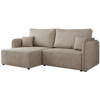 ECKSCHLAFSOFA MESTO L Beige Struktur - links - Beige/Schwarz, Kunststoff/Textil (227/147cm) - MKS