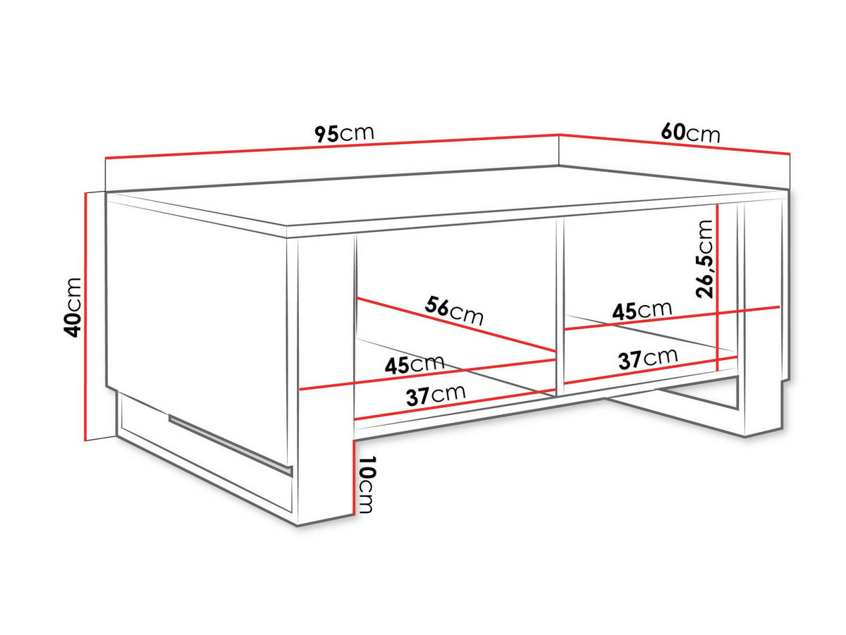 COUCHTISCH Loutio - Weiß, Holzwerkstoff (60/95/40cm) - MIRJAN24