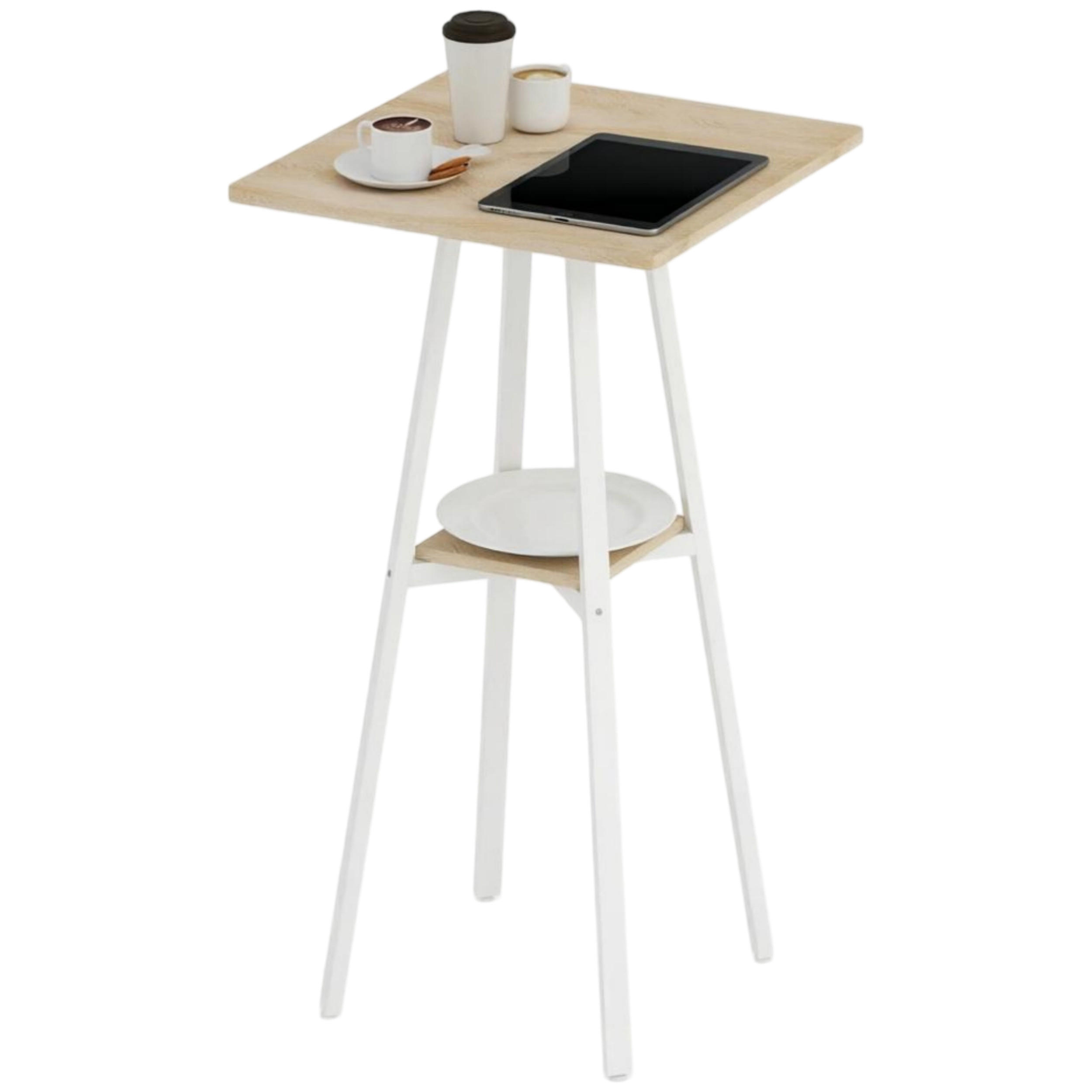 BARTISCH 55/55/95 cm mit Ablagefach DE-39953 Natur+Weiß - Eichefarben, Holzwerkstoff (55/55/95cm) - ComfortXL