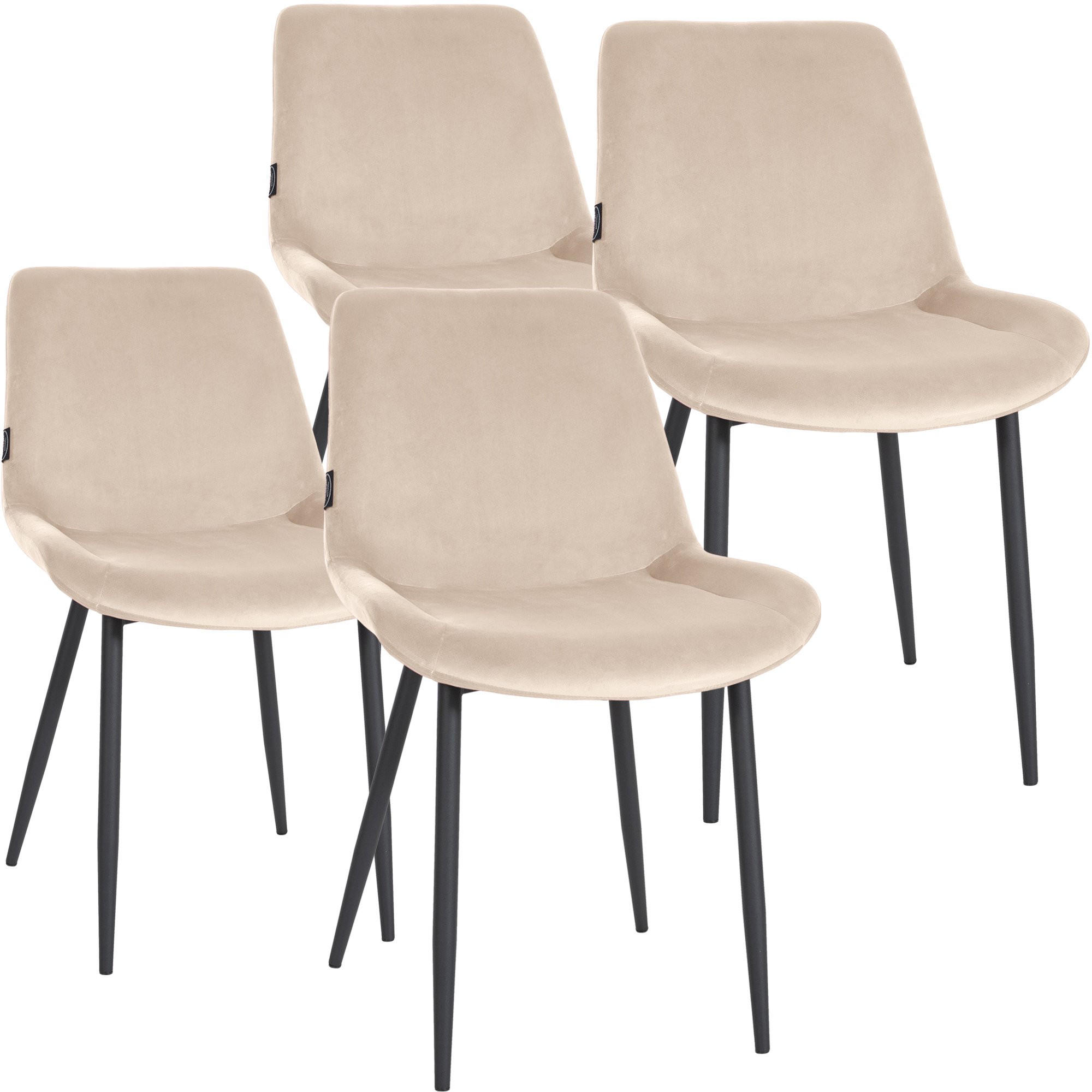 STUHL 4 Samt Creme - Creme/Schwarz, Textil/Metall (51/80/60cm) - CLP